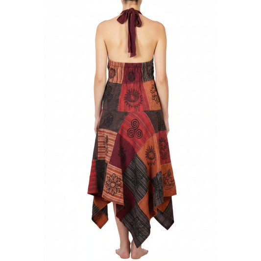 Women Boho Patchwork Maxi Dress Cotton Sleeveless Summer Lightweight Pull On Long Flowing Outfit