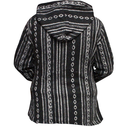 Women's Boho Baja Full Sleeve Sweatshirt Pullover Striped Hippie Cotton Hoodie