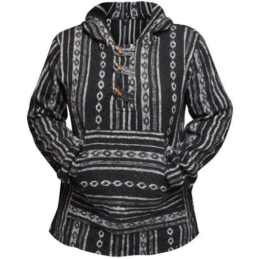 Women's Boho Baja Full Sleeve Sweatshirt Pullover Striped Hippie Cotton Hoodie