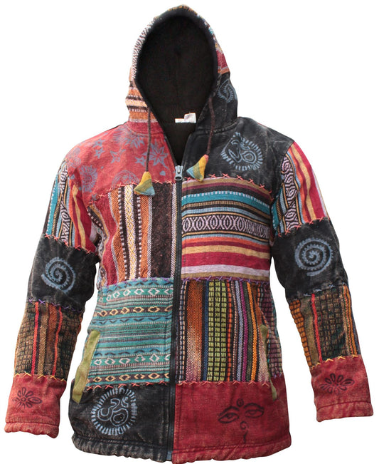 Men's Cotton Patchwork Festival Hippie Hoodie Jacket