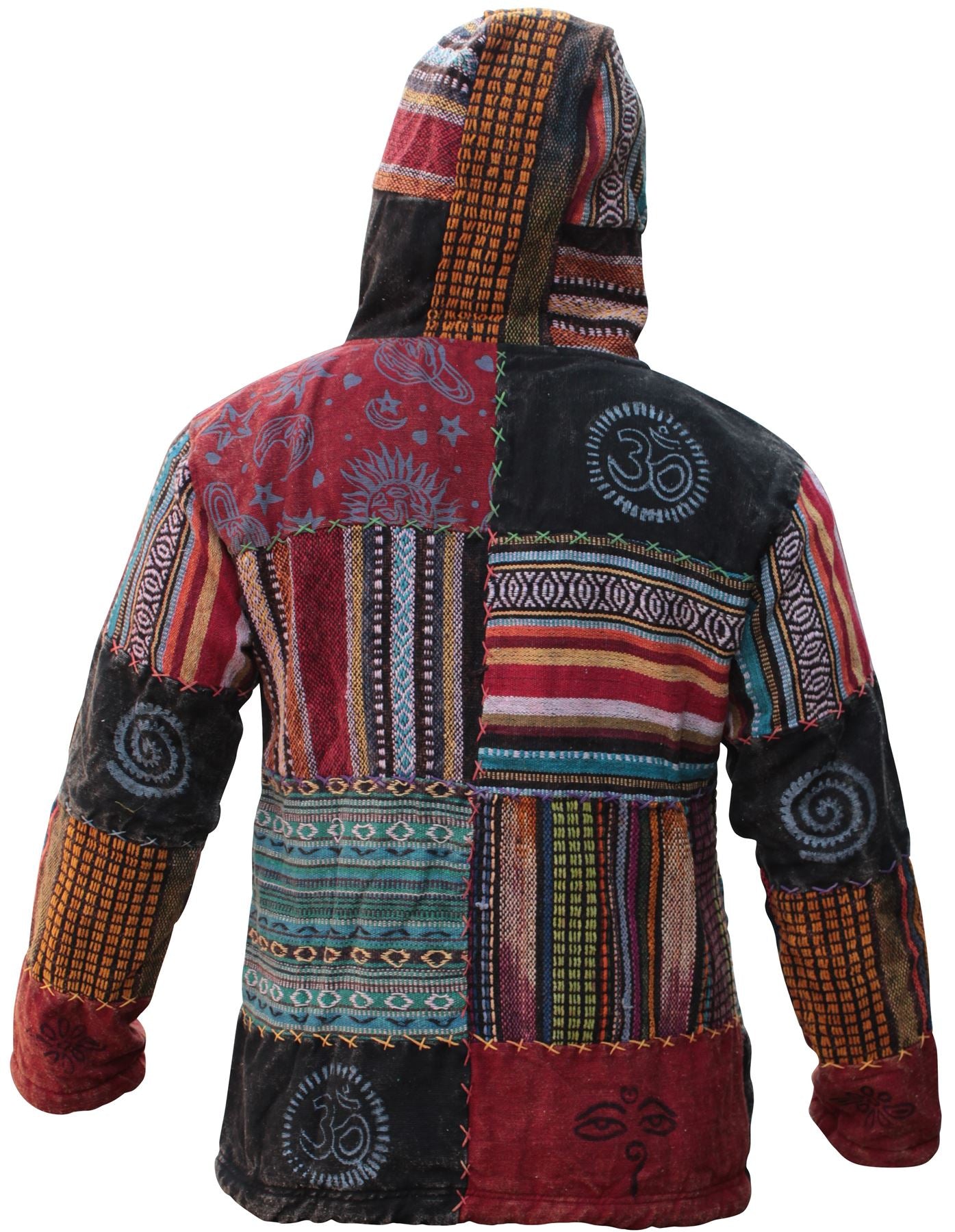 Men's Cotton Patchwork Festival Hippie Hoodie Jacket