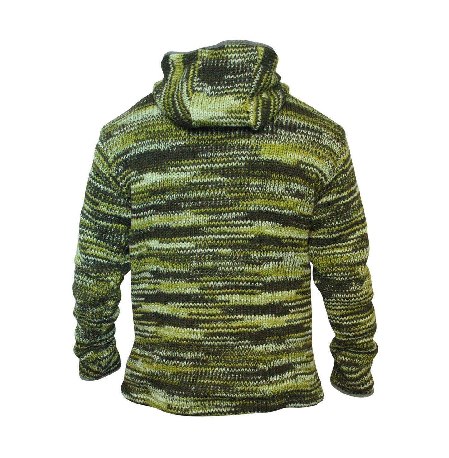Tie Dye Hooded Wool Jacket, Fleece Lined Long Sleeve Full Zip Hoodie Hippie Sweater for Men