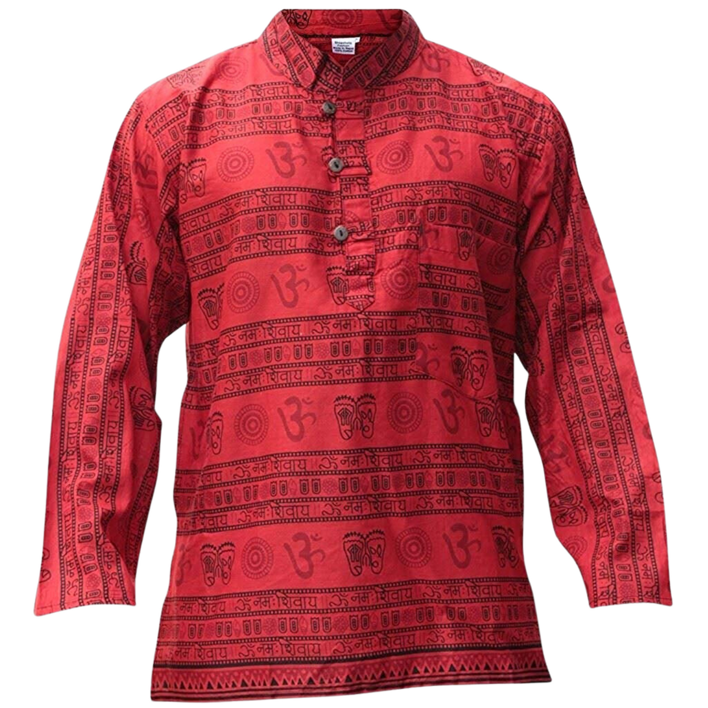 Men's Om Print Hippie Grandpa Shirt
