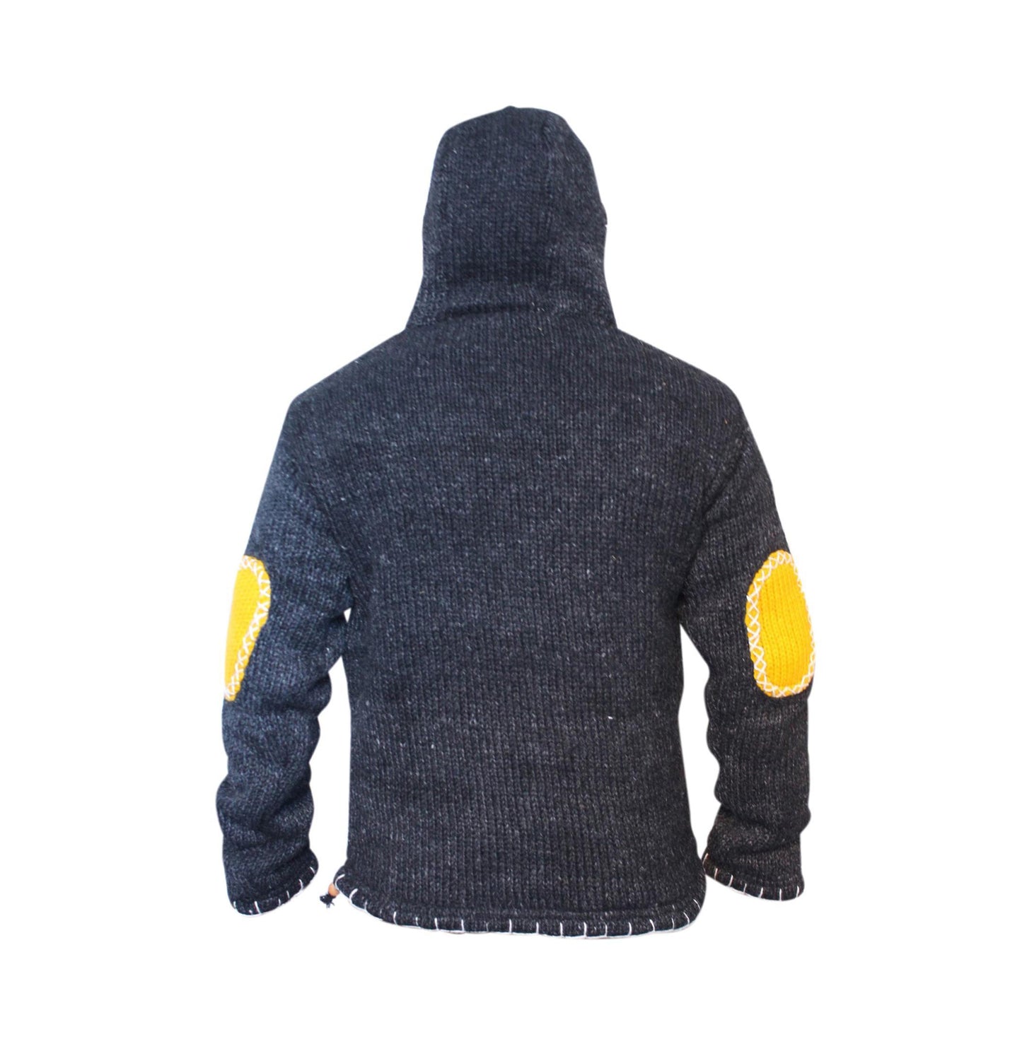 Men's Cross Zipped Fleece Lined Pullover Hippy Boho Festival Woollen Hoodie