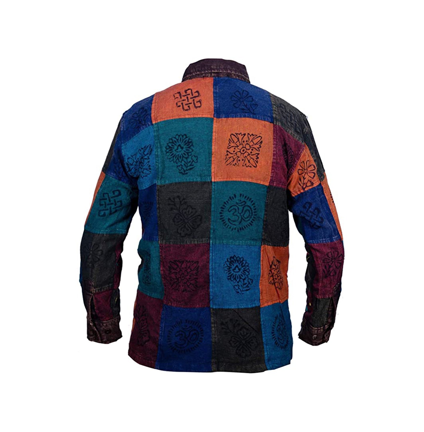 long-sleeve-button-down-patchwork-shirt-for-men