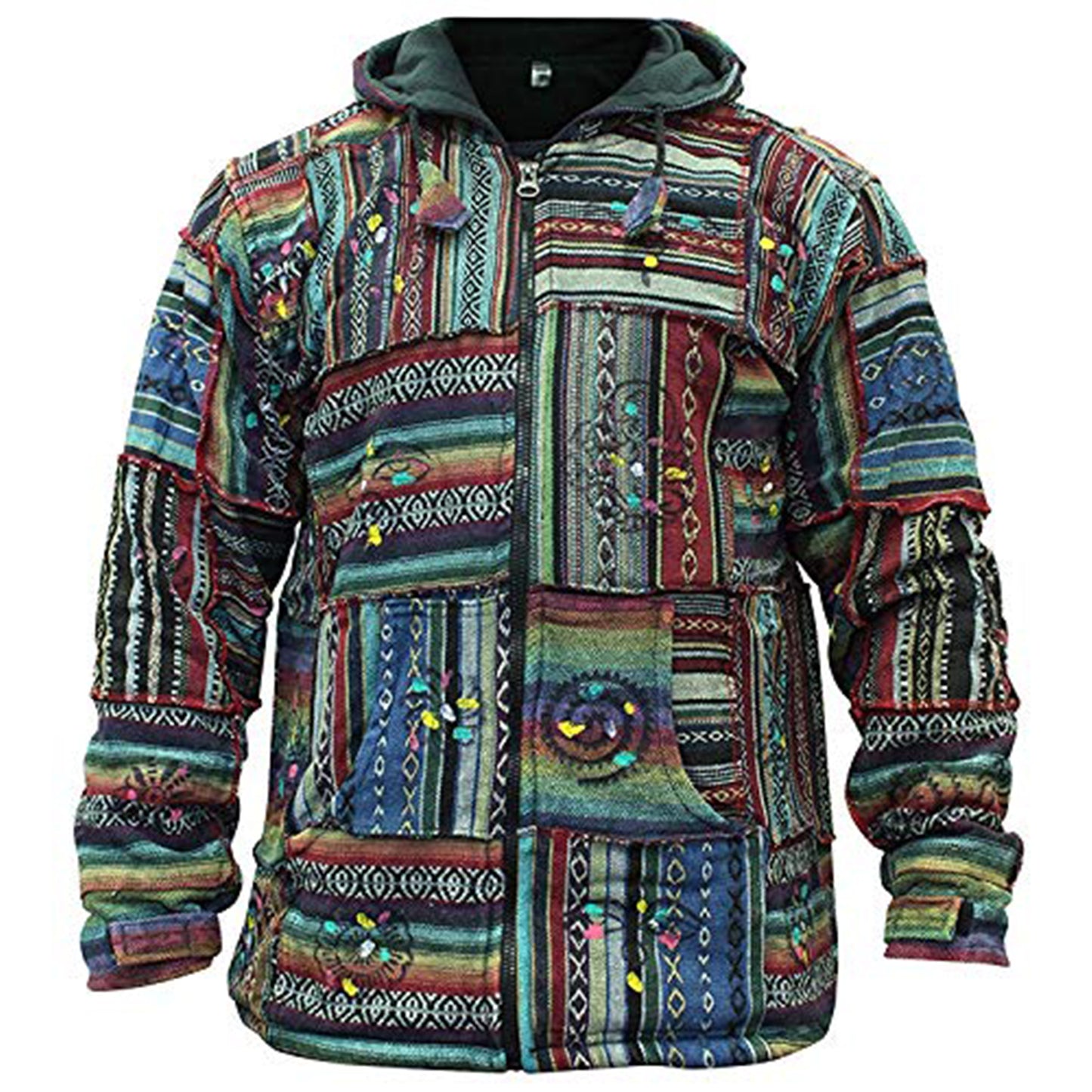 Men's Cotton Outstiched Hippie Hoodie Jacket