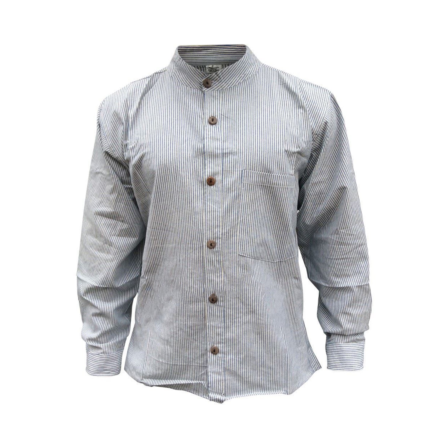 mens-pinstripe-collarless-classic-summer-shirt