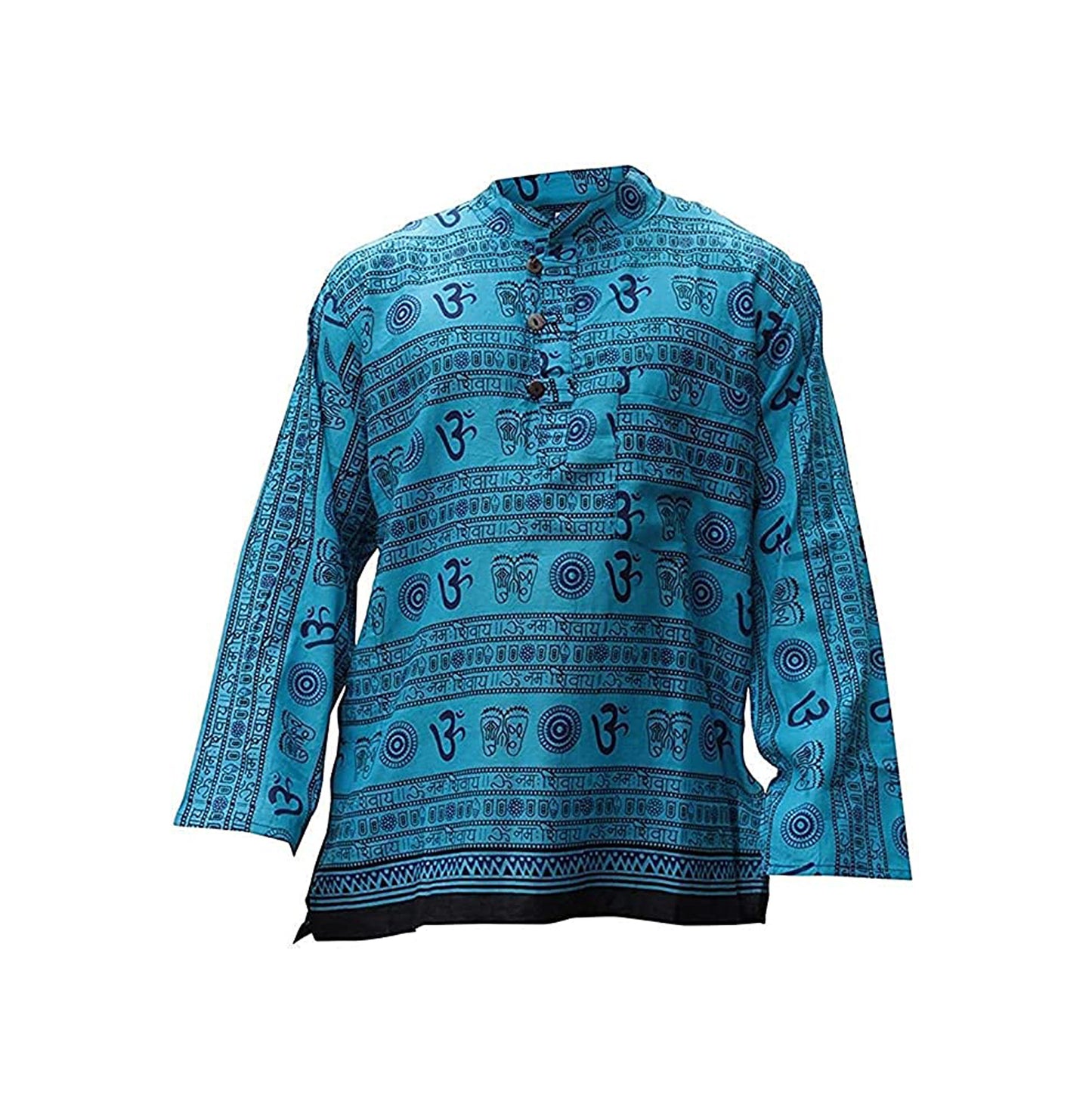 Men's Om Print Hippie Grandpa Shirt