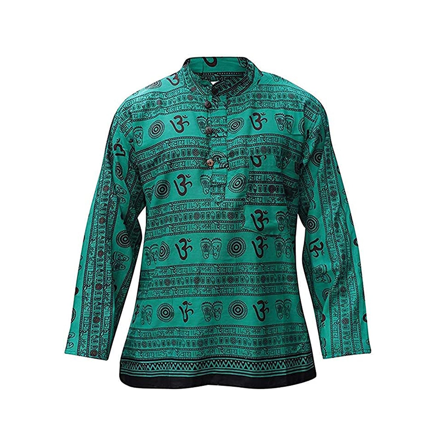 Men's Om Print Hippie Grandpa Shirt