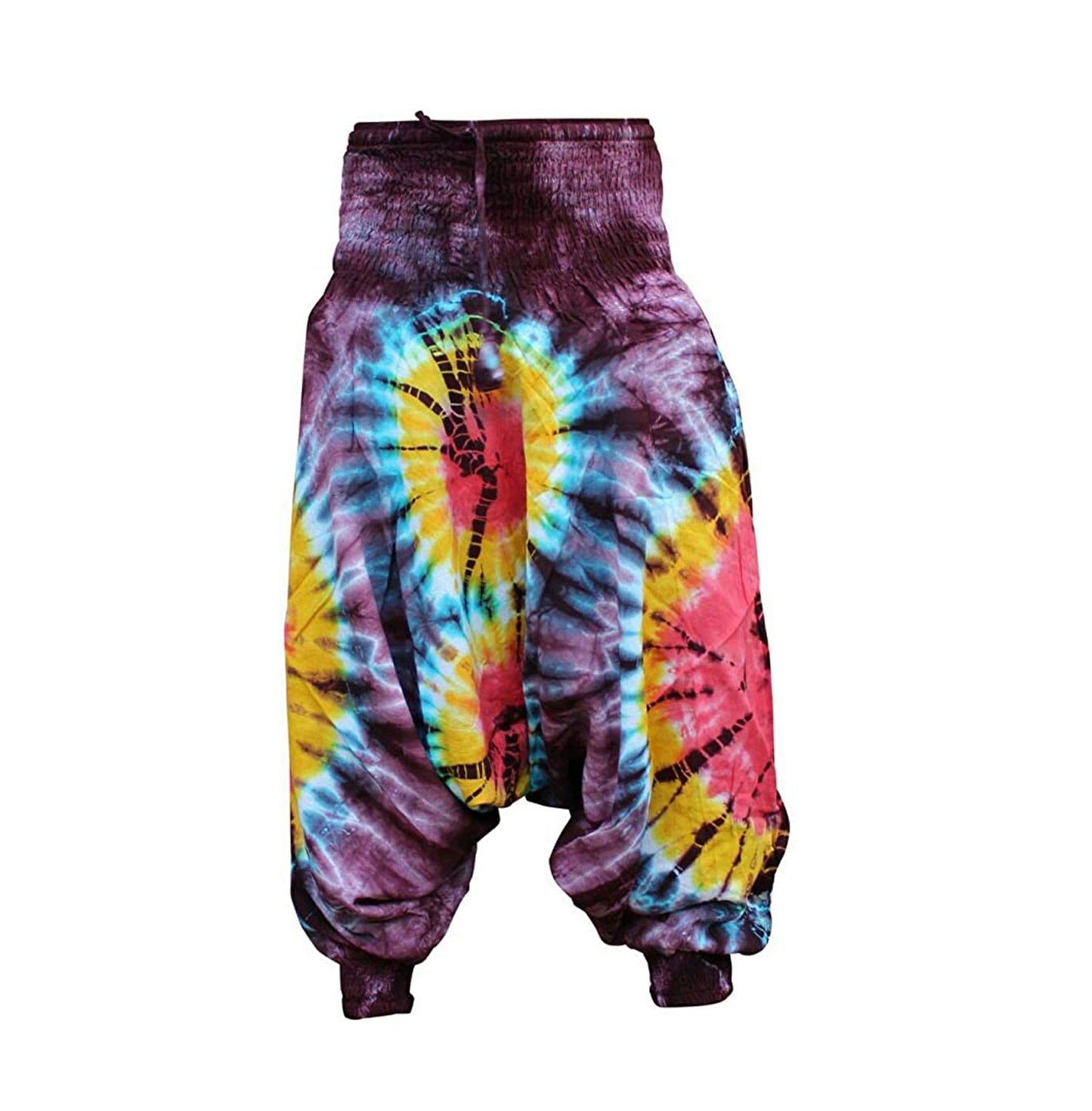 Tie Dye Harem Pants, Colourful Yoga Boho Baggy Trousers Hippie Clothes