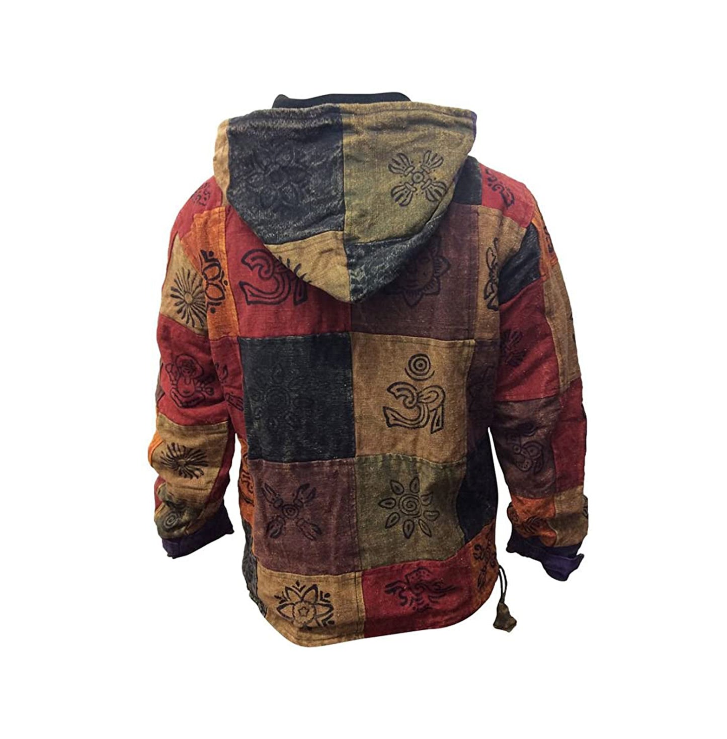 Men's Multicoloured Patchwork Fleece Hoodie Jumper