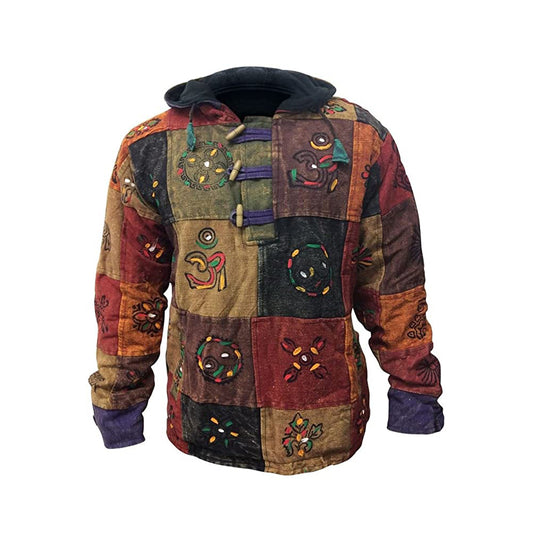 Men's Multicoloured Patchwork Fleece Hoodie Jumper