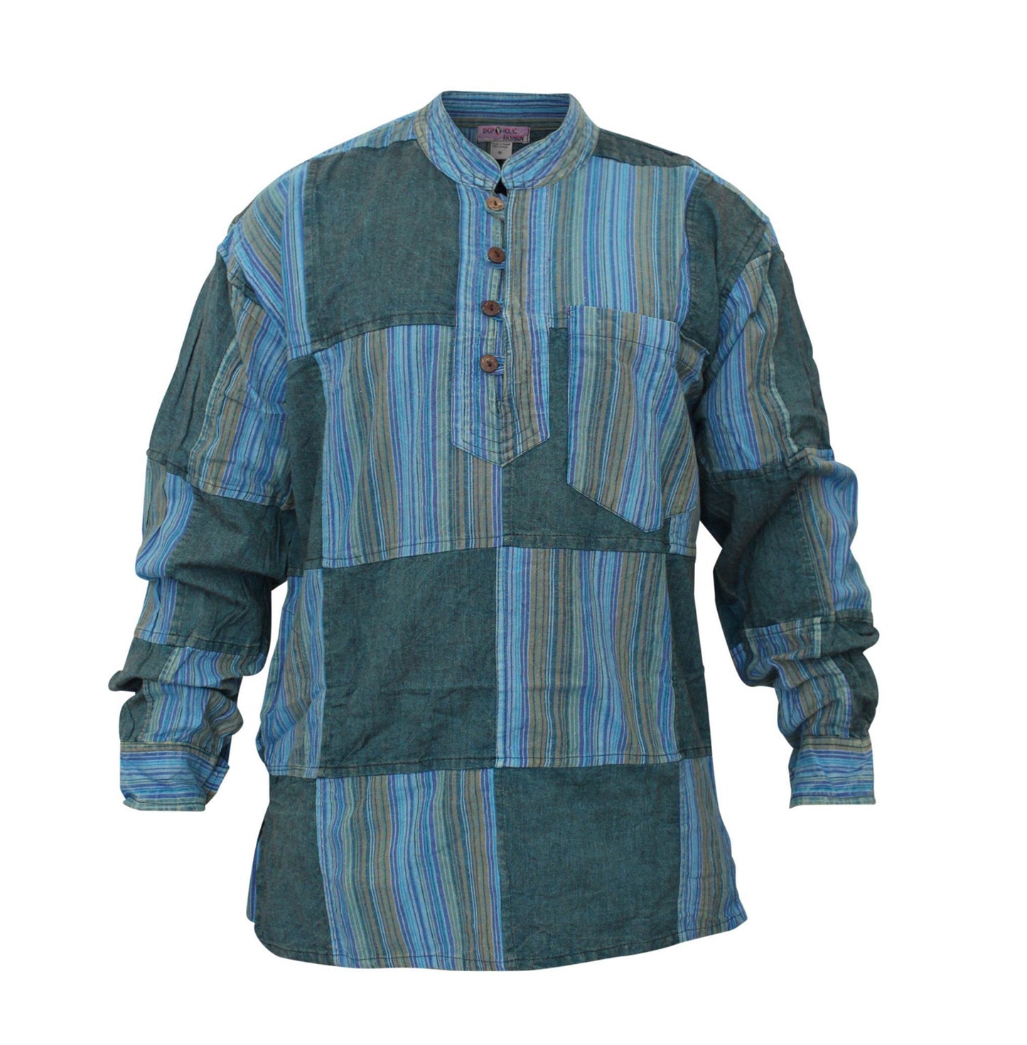 stonewashed-stripe-plain-patch-shirt-for-men