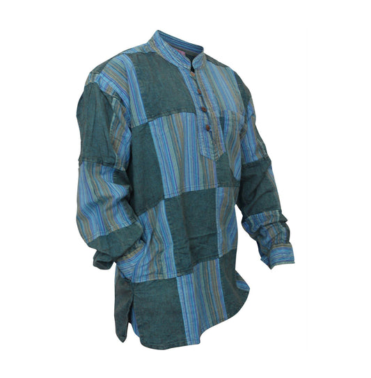 stonewashed-stripe-plain-patch-shirt-for-men