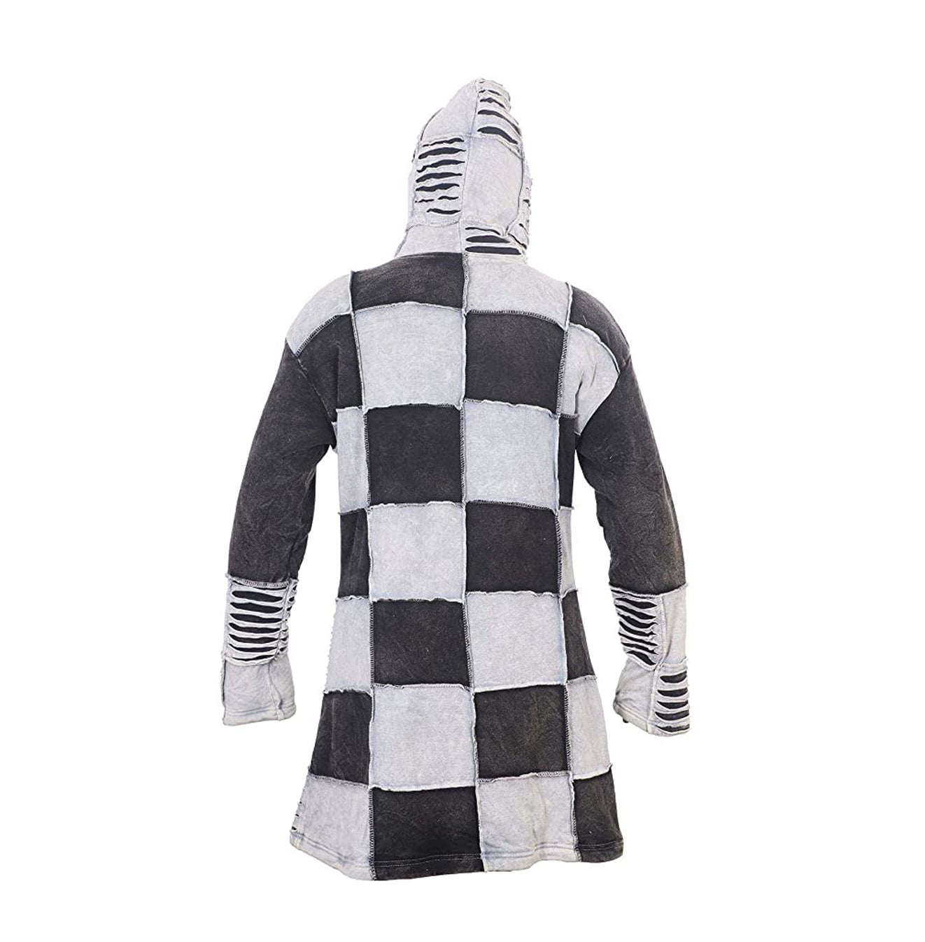 Women's Floral Embroidery & Checkered Long Coat