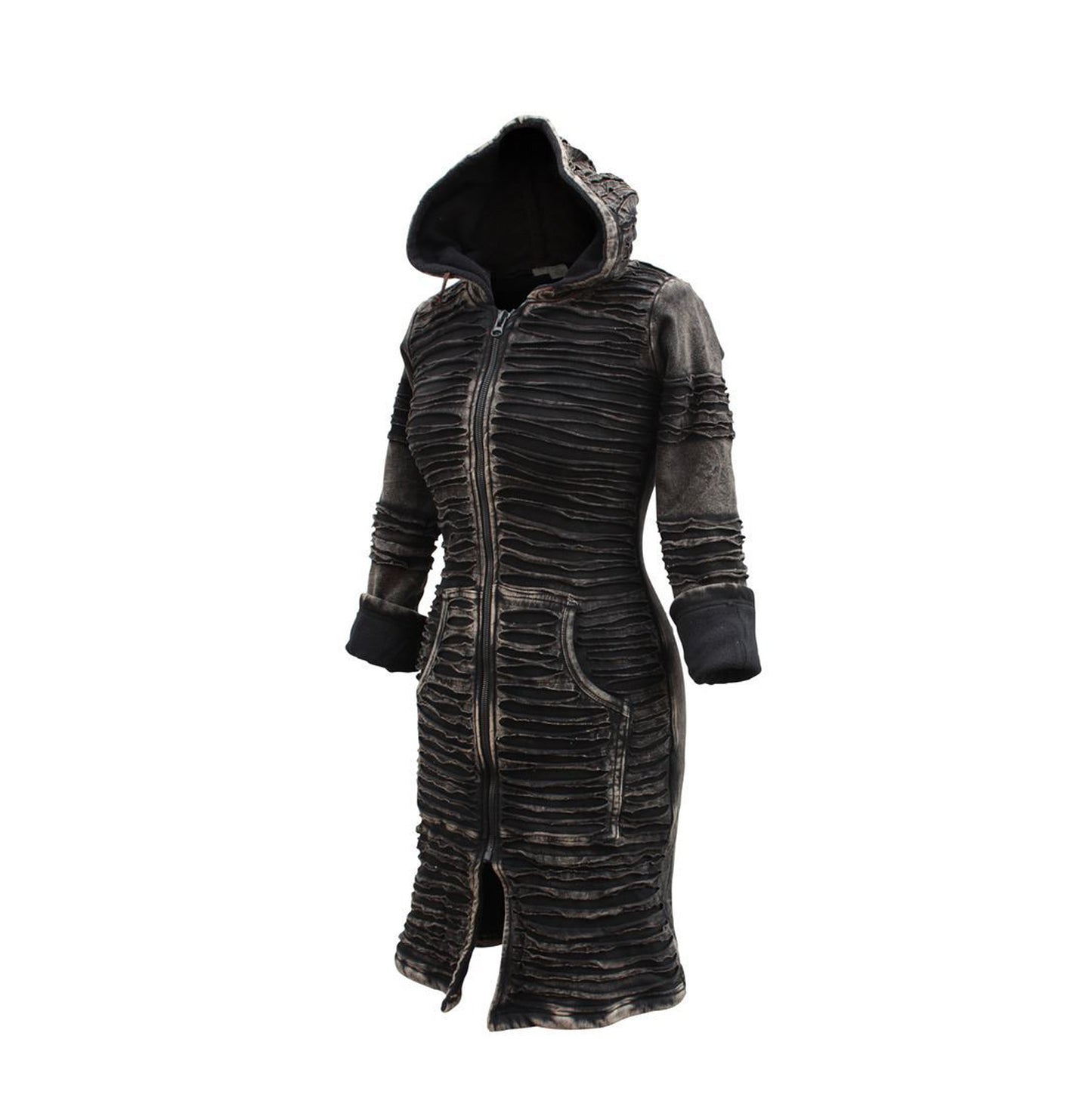 Women's Stonewashed Razor Cut Knee Length Jacket