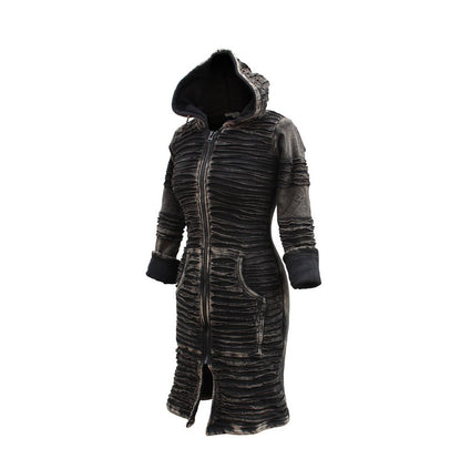 Women's Stonewashed Razor Cut Knee Length Jacket