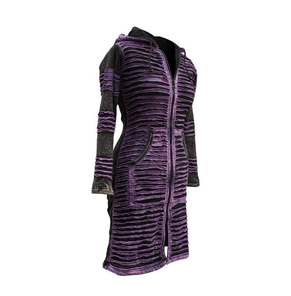 Women's Stonewashed Razor Cut Knee Length Jacket